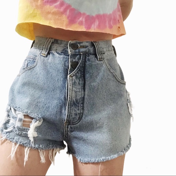 Vintage Pants - FIRM• Vtg Industrial Rags distressed denim cutoffs